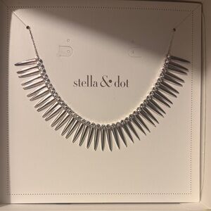 Stella & Dot Silver Spike Bib Necklace